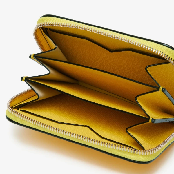 Valextra Card Holder Zip Around in Yellow | Wallets & Purses | Luxury Shoes 