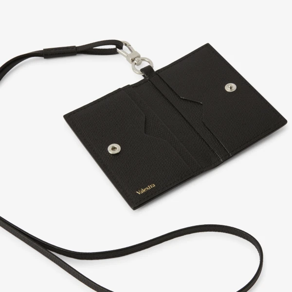 Valextra Card Holder with Lanyard in Black | Wallets & Purses | Luxury Shoes 