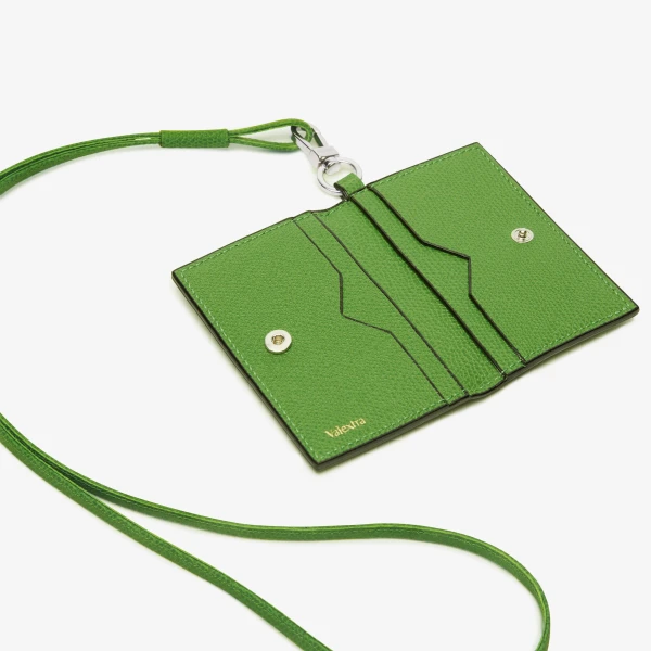 Valextra Card Holder with Lanyard in Grass Green | Wallets & Purses | Luxury Shoes 