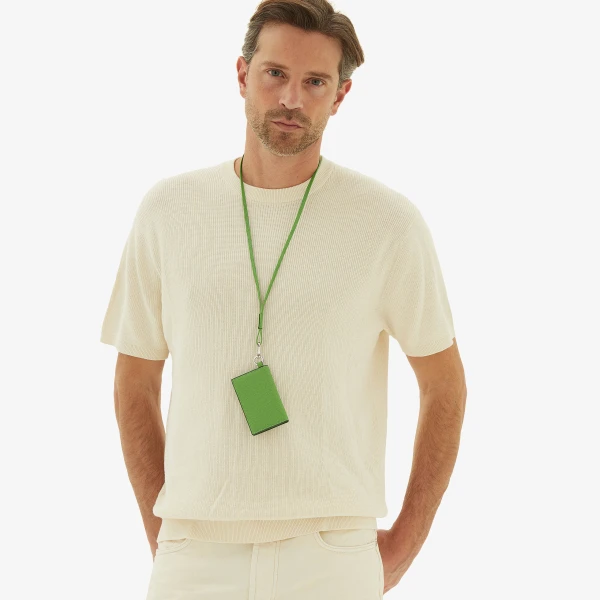 Valextra Card Holder with Lanyard in Grass Green | Wallets & Purses | Luxury Shoes 