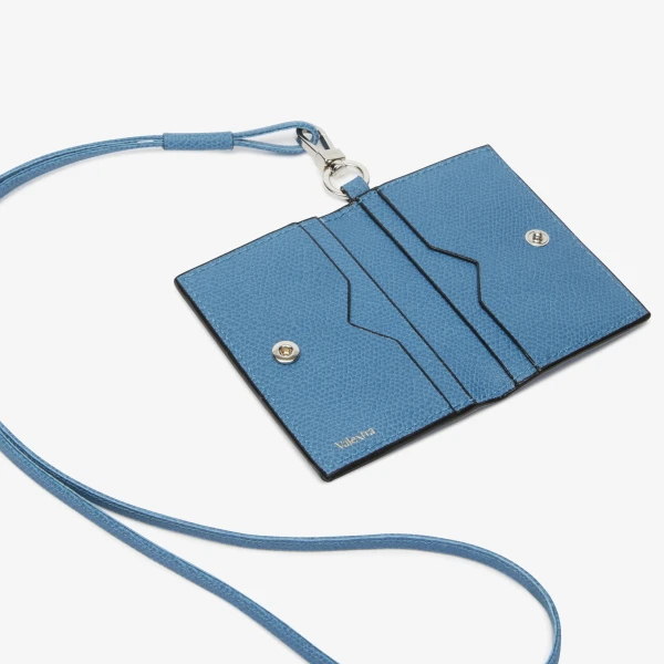 Valextra Card Holder with Lanyard in Nebula Blue | Wallets & Purses | Luxury Shoes 