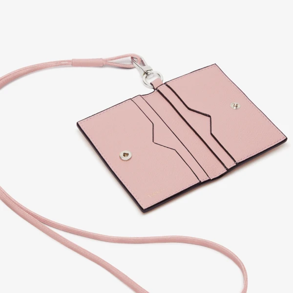 Valextra Card Holder with Lanyard in Peony Pink | Wallets & Purses | Luxury Shoes 