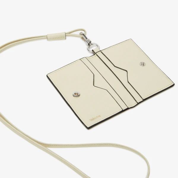 Valextra Card Holder with Lanyard in Pergamena White | Wallets & Purses | Luxury Shoes 