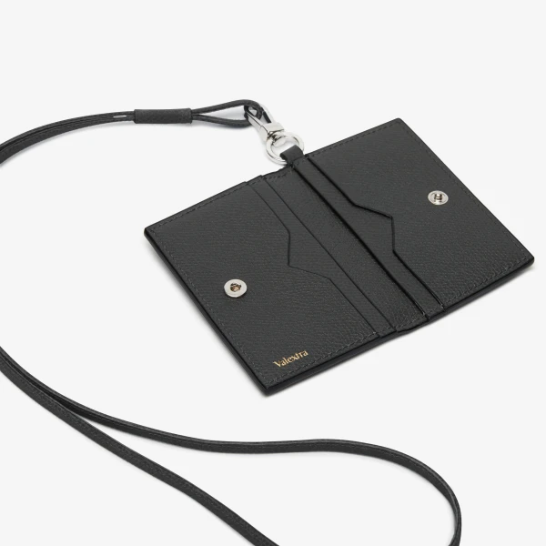 Valextra Card Holder with Lanyard in Smokey Grey | Wallets & Purses | Luxury Shoes 