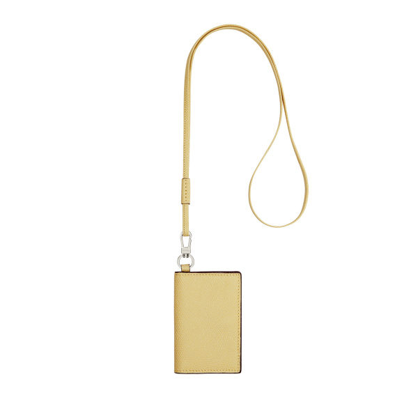 Valextra Card Holder with Lanyard in Vanilla Yellow | Wallets & Purses | Luxury Shoes 