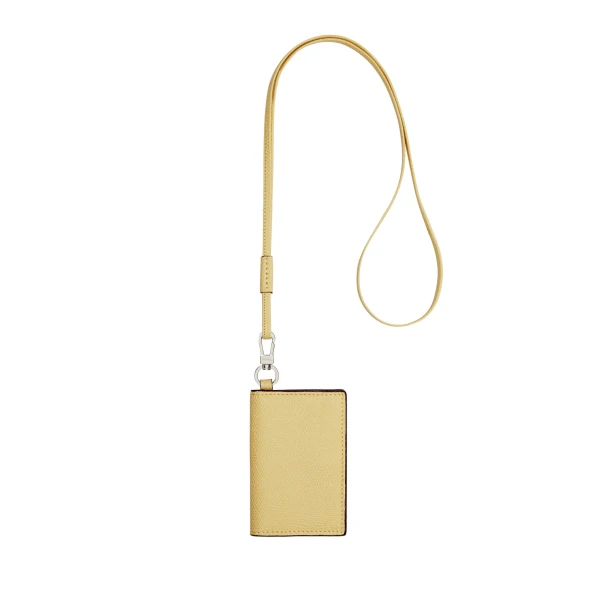 Valextra Card Holder with Lanyard in Vanilla Yellow | Wallets & Purses | Luxury Shoes 