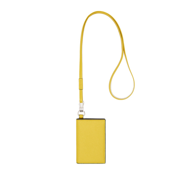 Valextra Card Holder with Lanyard in Yellow | Wallets & Purses | Luxury Shoes 