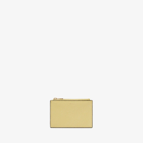Valextra Card Holder with Zip Pocket 3CC in Vanilla Yellow and Cement Grey | Wallets & Purses | Luxury Shoes 