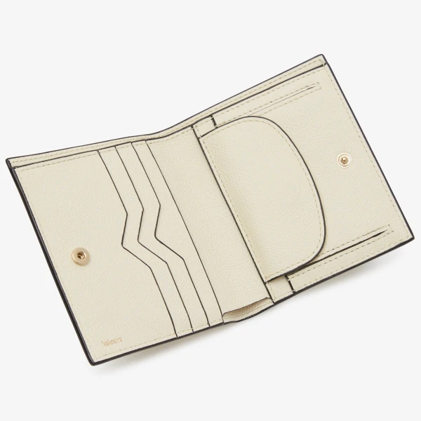 Valextra Compact Wallet 3CC Bandana with Coin Purse in Pergamena White and Black | Wallets & Purses | Luxury Shoes 