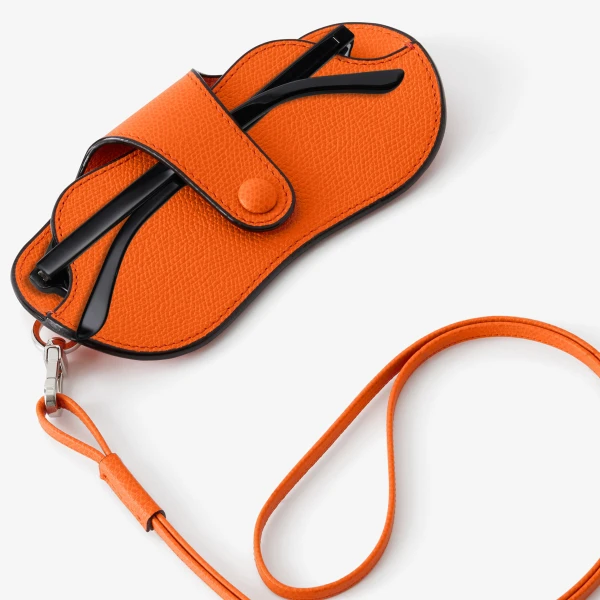 Valextra Glasses Case with Lanyard in Lobster Red | Cases | Luxury Shoes 