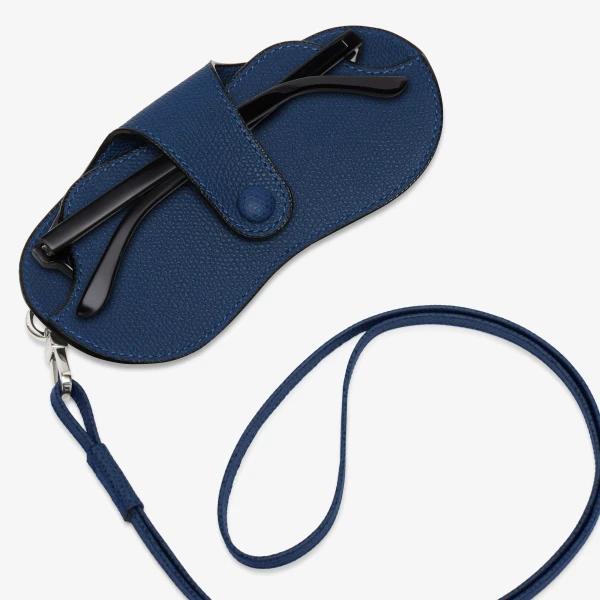 Valextra Glasses Case with Lanyard in Sapphire Blue | Cases | Luxury Shoes 