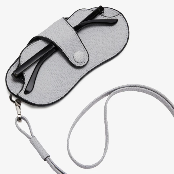 Valextra Glasses Case with Lanyard in Stone Grey | Cases | Luxury Shoes 