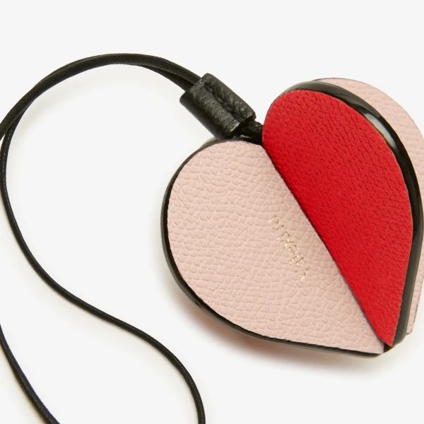 Valextra Heart Charm in Peony Pink, Love Red and Black | Bag charms | Luxury Shoes 