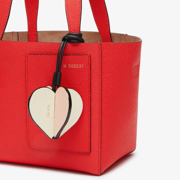 Valextra Heart Charm in Pergamena White, Bonne Mine Pink and Black | Bag charms | Luxury Shoes 