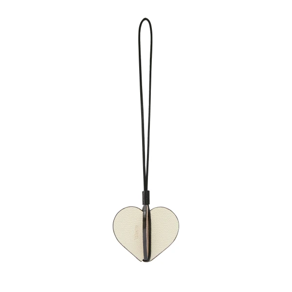 Valextra Heart Charm in Pergamena White, Bonne Mine Pink and Black | Bag charms | Luxury Shoes 