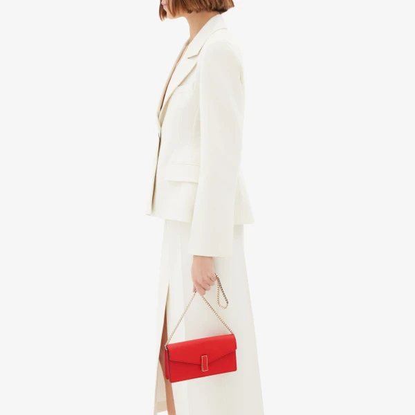 Valextra Iside Clutch with Chain Bag in Crimson Red | Clutch Bags | Luxury Shoes 