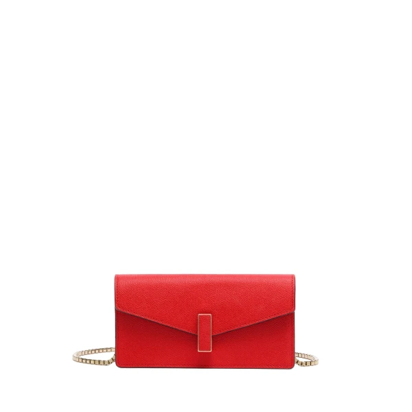 Valextra Iside Clutch with Chain Bag in Crimson Red | Clutch Bags | Luxury Shoes 