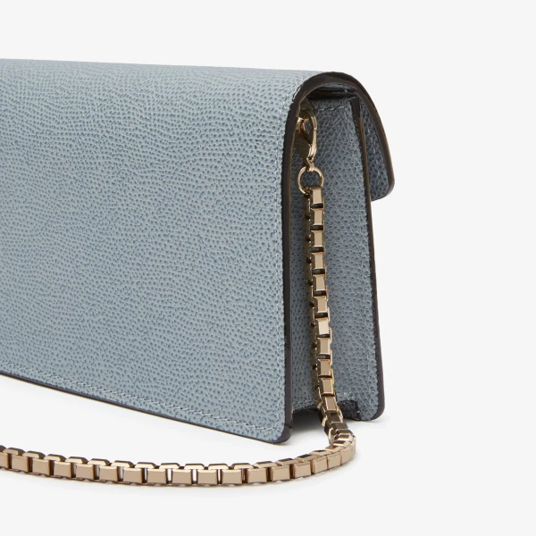 Valextra Iside Clutch with Chain Bag in Niagara Blue | Clutch Bags | Luxury Shoes 