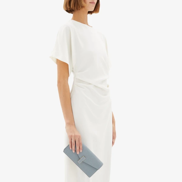 Valextra Iside Clutch with Chain Bag in Niagara Blue | Clutch Bags | Luxury Shoes 