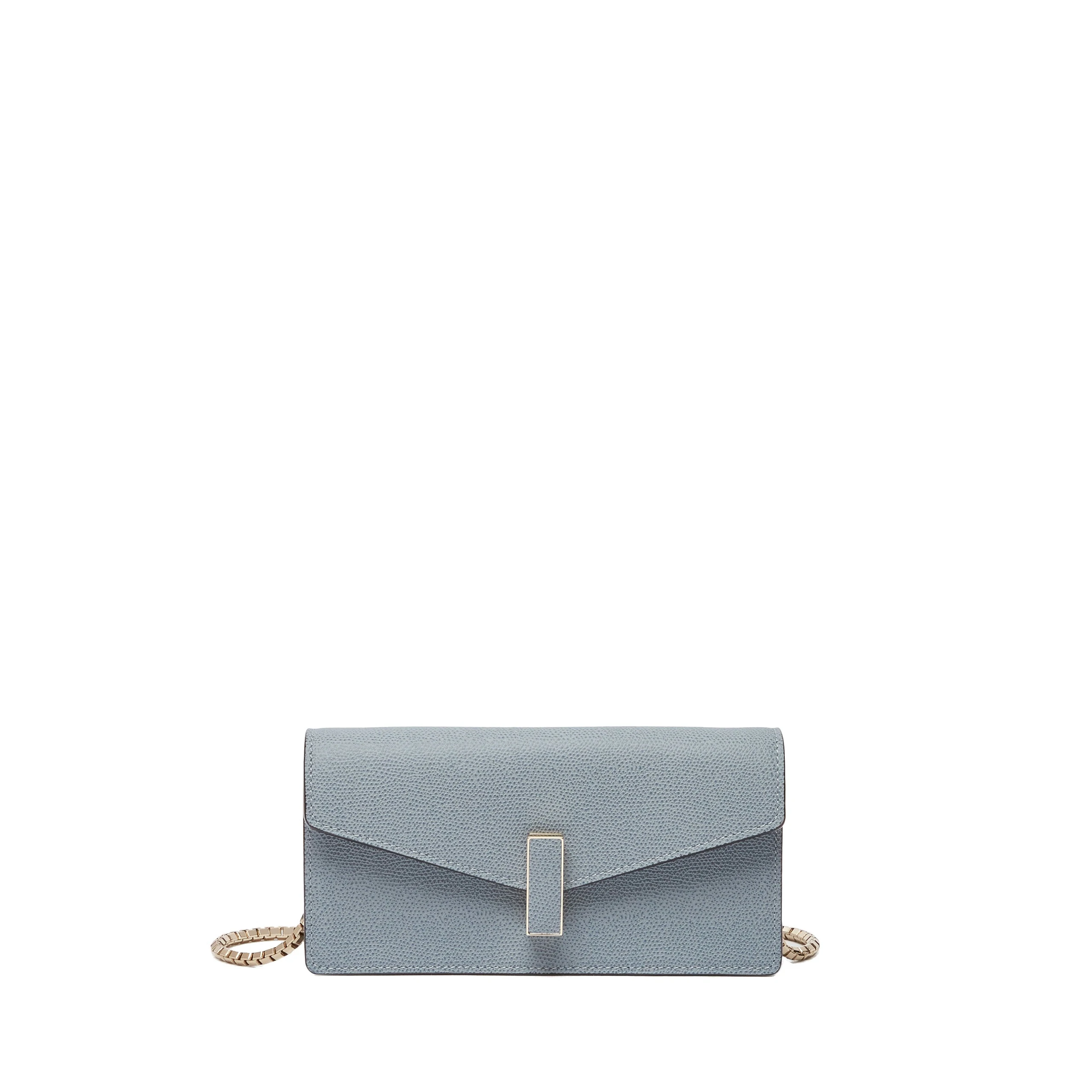 Valextra Iside Clutch with Chain Bag in Niagara Blue Valextra Iside Clutch with Chain Bag in Niagara Blue | Clutch Bags | Luxury Shoes