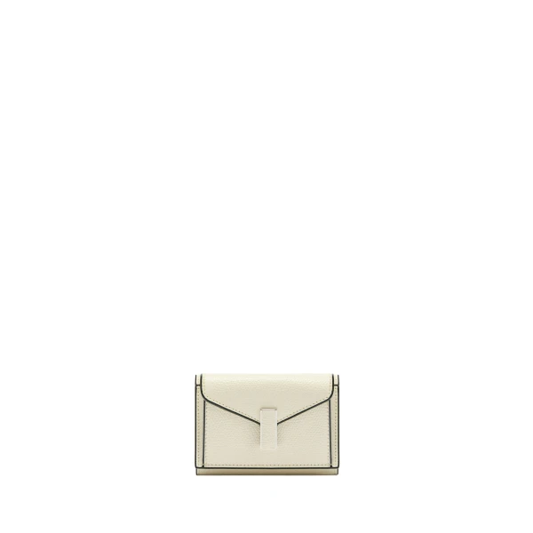 Iside Compact Wallet with Coin Holder in Pergamena White