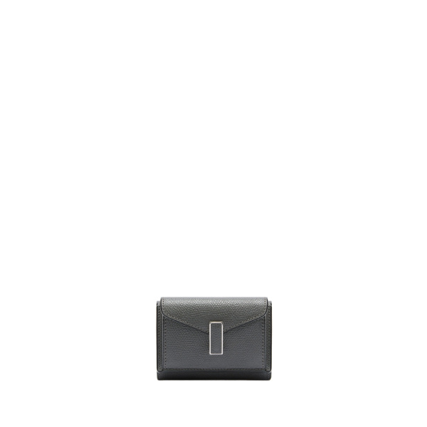 Valextra Iside Compact Wallet with Coin Holder in Smokey Grey | Wallets & Purses | Luxury Shoes 