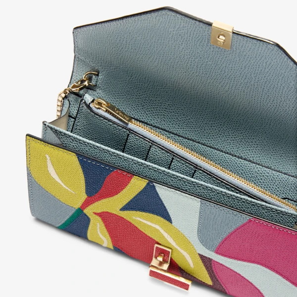 Valextra Iside Continental Lily Purse with Chain in Niagara and Colour Mix | Wallets & Purses | Luxury Shoes 
