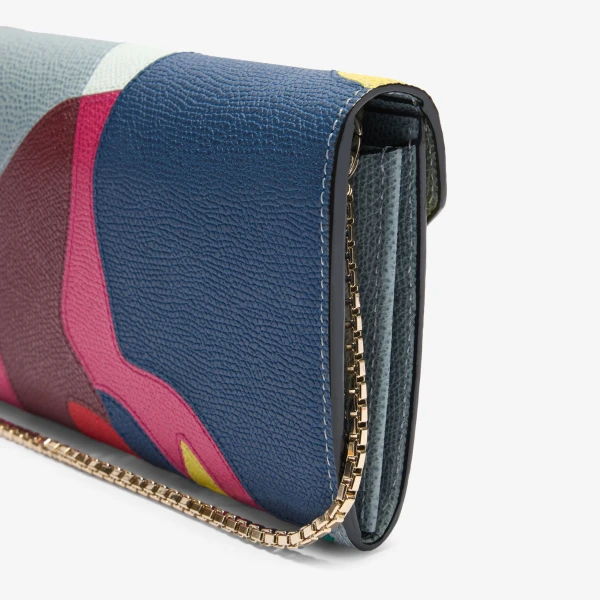 Valextra Iside Continental Lily Purse with Chain in Niagara and Colour Mix | Wallets & Purses | Luxury Shoes 