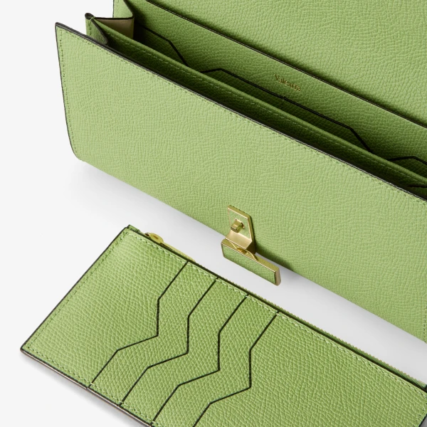 Valextra Iside Continental Purse with Chain in Aloe Green | Wallets & Purses | Luxury Shoes 