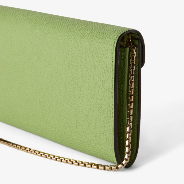 Valextra Iside Continental Purse with Chain in Aloe Green | Wallets & Purses | Luxury Shoes 