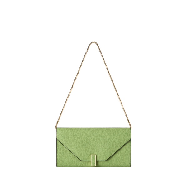 Valextra Iside Continental Purse with Chain in Aloe Green | Wallets & Purses | Luxury Shoes 