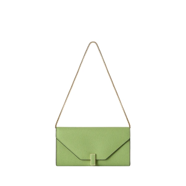 Valextra Iside Continental Purse with Chain in Aloe Green | Wallets & Purses | Luxury Shoes 