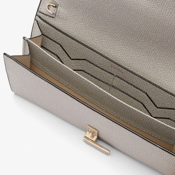Valextra Iside Continental Purse with Chain in Ash Grey | Wallets & Purses | Luxury Shoes 
