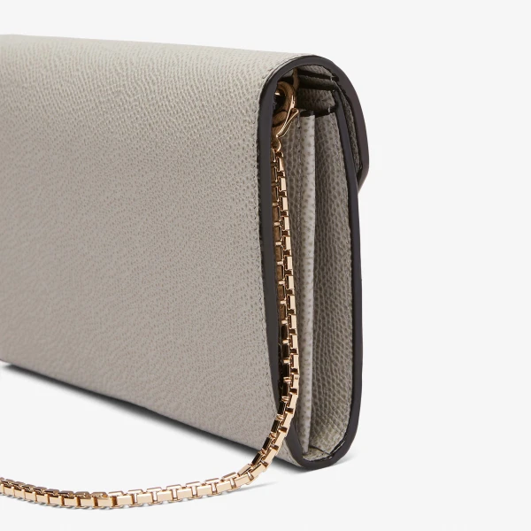 Valextra Iside Continental Purse with Chain in Ash Grey | Wallets & Purses | Luxury Shoes 
