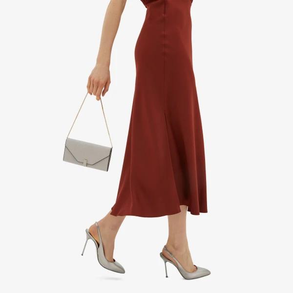 Valextra Iside Continental Purse with Chain in Ash Grey | Wallets & Purses | Luxury Shoes 