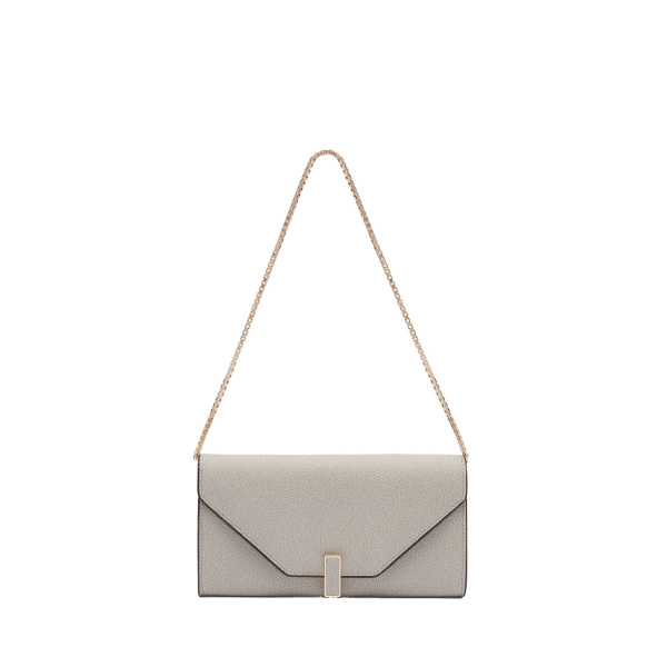 Valextra Iside Continental Purse with Chain in Ash Grey | Wallets & Purses | Luxury Shoes 