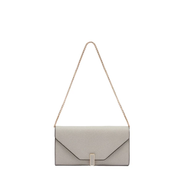 Valextra Iside Continental Purse with Chain in Ash Grey | Wallets & Purses | Luxury Shoes 
