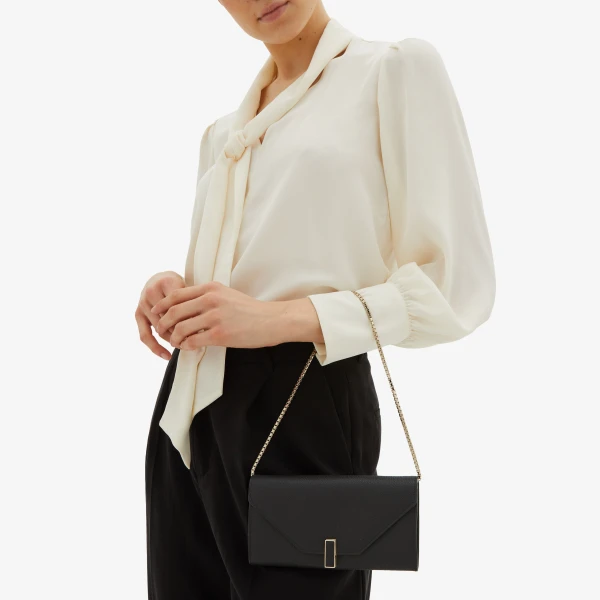 Valextra Iside Continental Purse with Chain in Black | Wallets & Purses | Luxury Shoes 