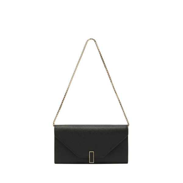 Valextra Iside Continental Purse with Chain in Black | Wallets & Purses | Luxury Shoes 