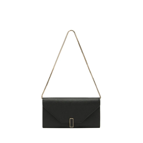Valextra Iside Continental Purse with Chain in Black | Wallets & Purses | Luxury Shoes 