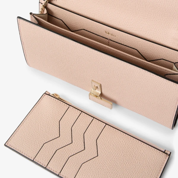 Valextra Iside Continental Purse with Chain in Bonne Mine Pink | Wallets & Purses | Luxury Shoes 