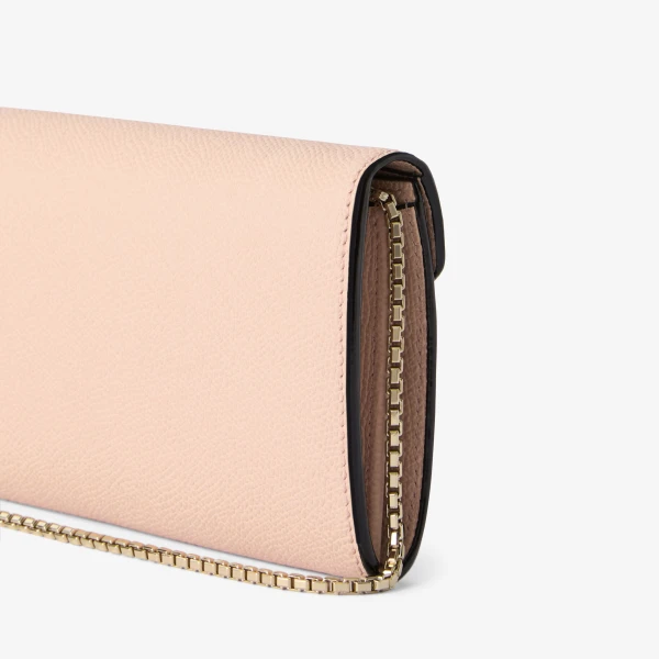 Valextra Iside Continental Purse with Chain in Bonne Mine Pink | Wallets & Purses | Luxury Shoes 