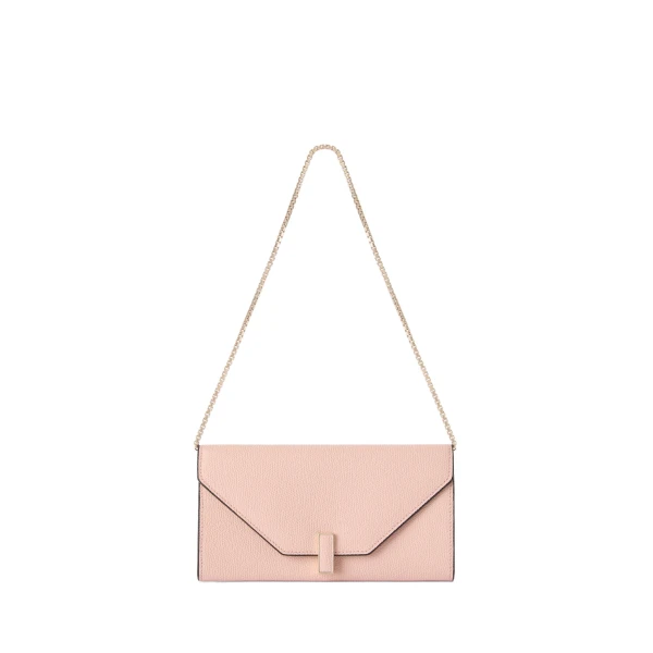 Valextra Iside Continental Purse with Chain in Bonne Mine Pink | Wallets & Purses | Luxury Shoes 