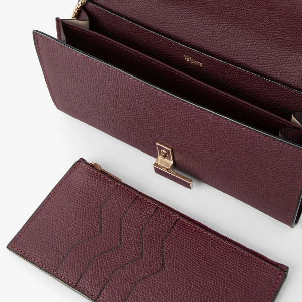 Valextra Iside Continental Purse with Chain in Claret Red | Wallets & Purses | Luxury Shoes 