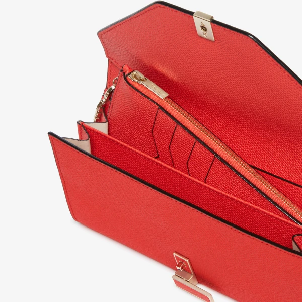 Valextra Iside Continental Purse with Chain in Crimson Red | Wallets & Purses | Luxury Shoes 
