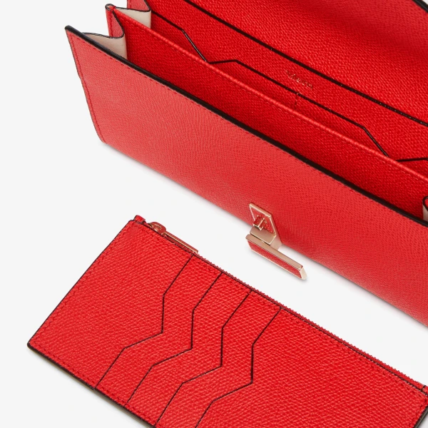 Valextra Iside Continental Purse with Chain in Crimson Red | Wallets & Purses | Luxury Shoes 
