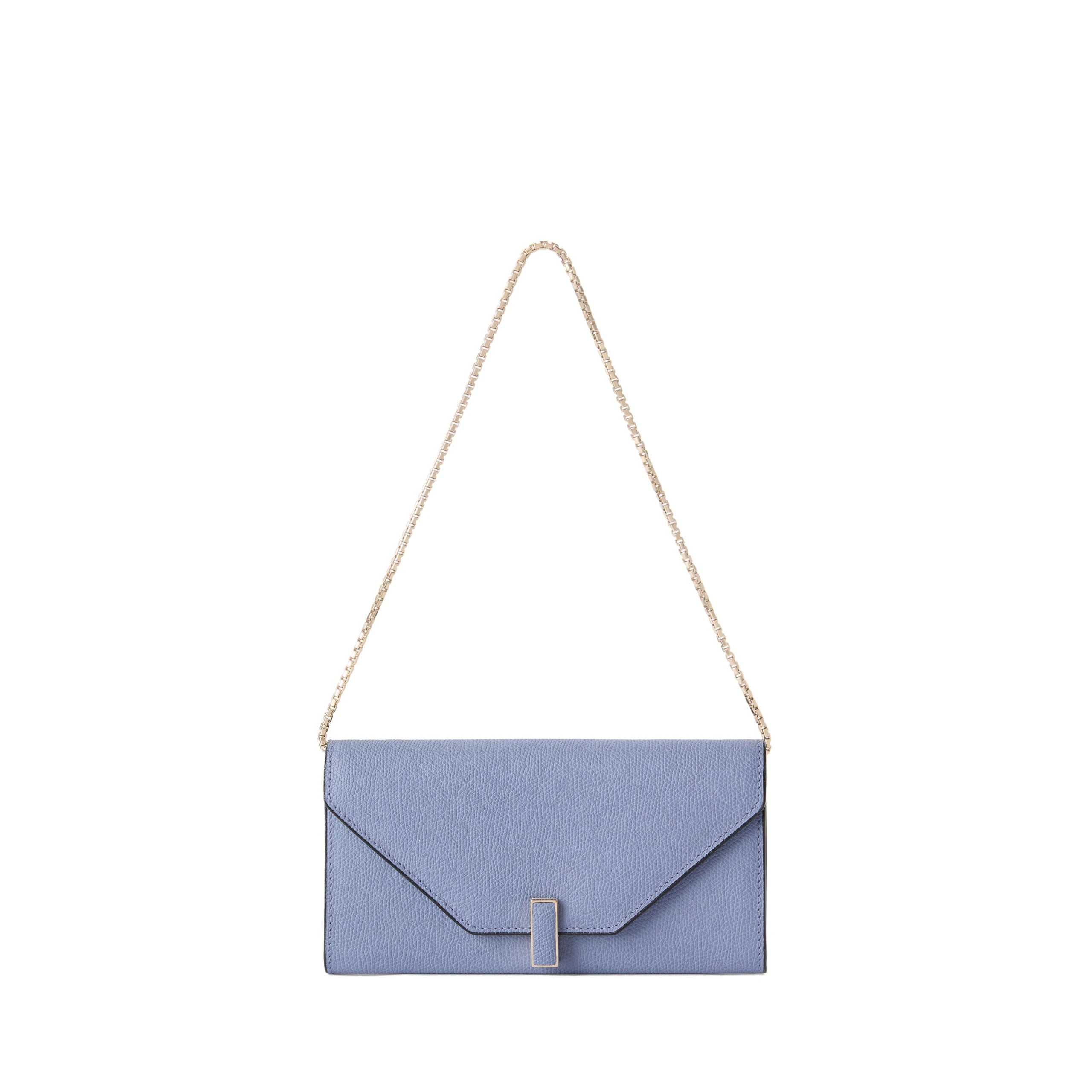 Valextra Iside Continental Purse with Chain in Hydrangea Blue Valextra Iside Continental Purse with Chain in Hydrangea Blue | Wallets & Purses | Luxury Shoes