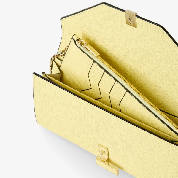 Valextra Iside Continental Purse with Chain in Mimosa Yellow | Wallets & Purses | Luxury Shoes 