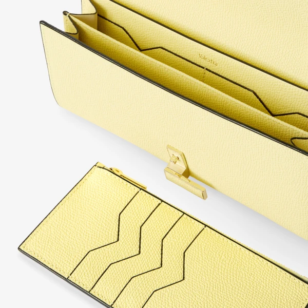 Valextra Iside Continental Purse with Chain in Mimosa Yellow | Wallets & Purses | Luxury Shoes 