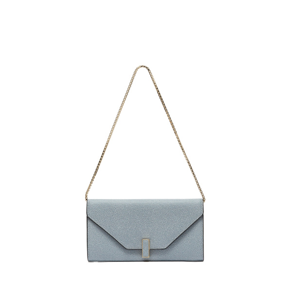 Valextra Iside Continental Purse with Chain in Niagara Blue | Wallets & Purses | Luxury Shoes 